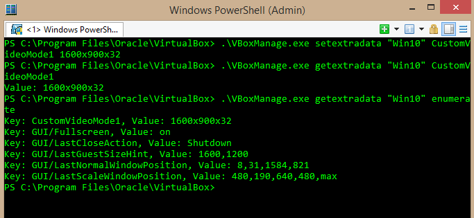 VirtualBox commands