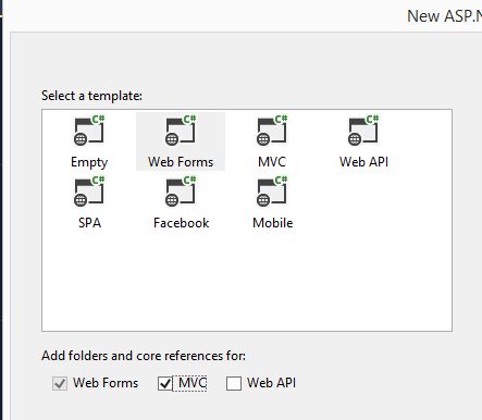 Visual Studio 2013 One ASP.NET templates