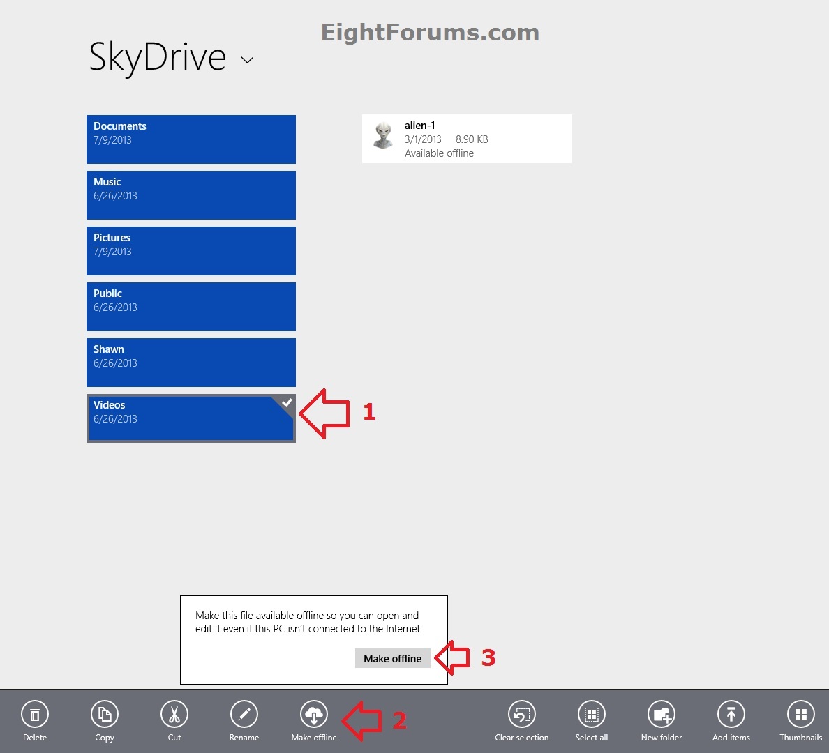SkyDrive - make offline