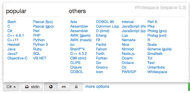 ideone - languages