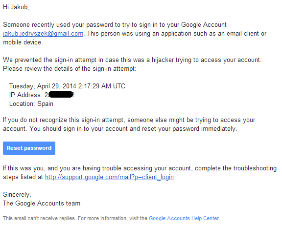 Google hijack warning