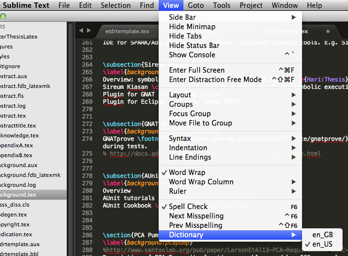 SublimeText spell check dictionary