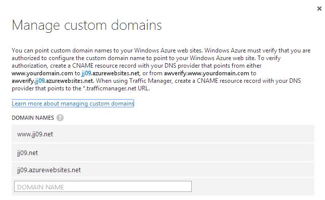 Azure - manage custom domains