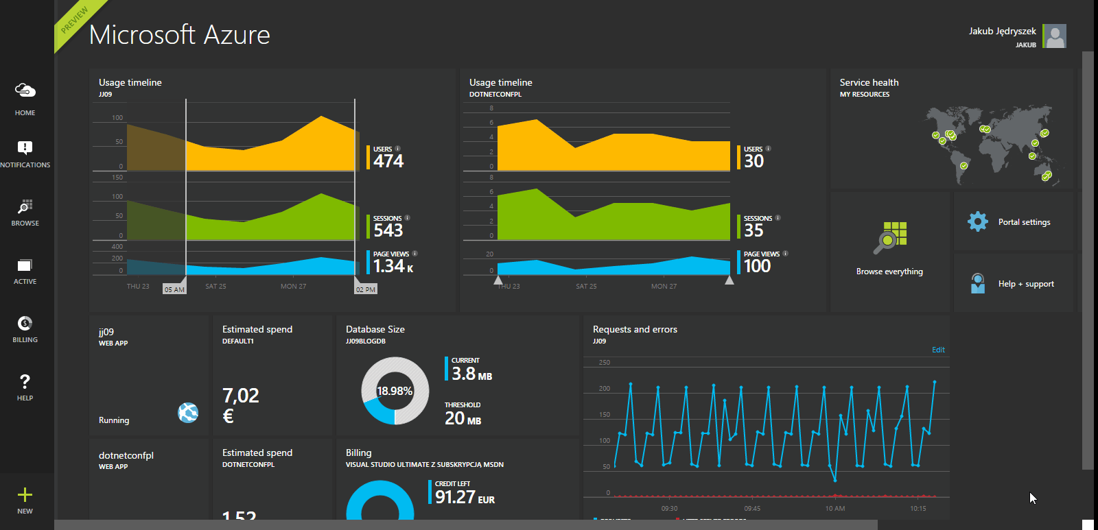 Azure Portal with keyboard