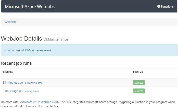 Azure WebJob: details