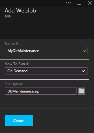 Azure Portal: add WebJob