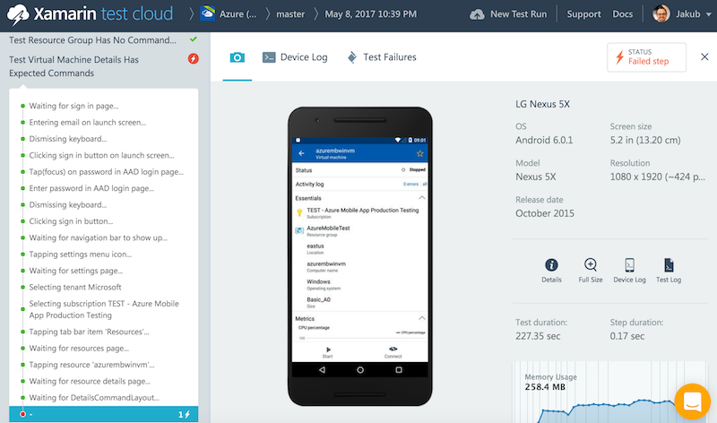 Xamarin TestCloud - screenshots