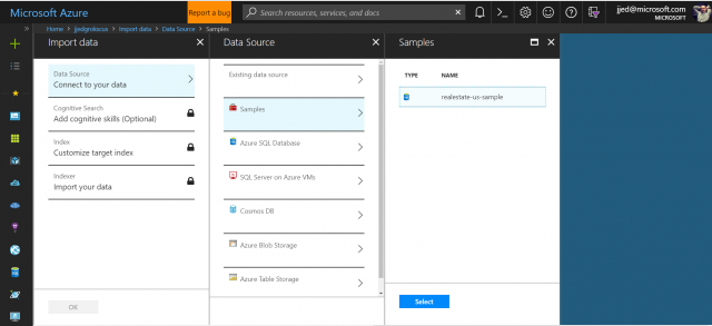 Cognitive Search - import data