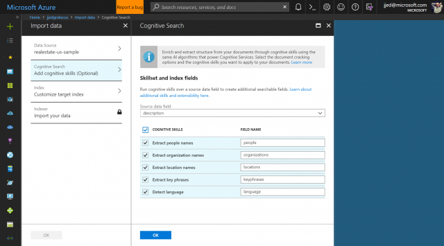 Cognitive Search - skillset definition