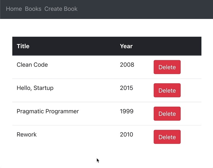 Delete book from React UI